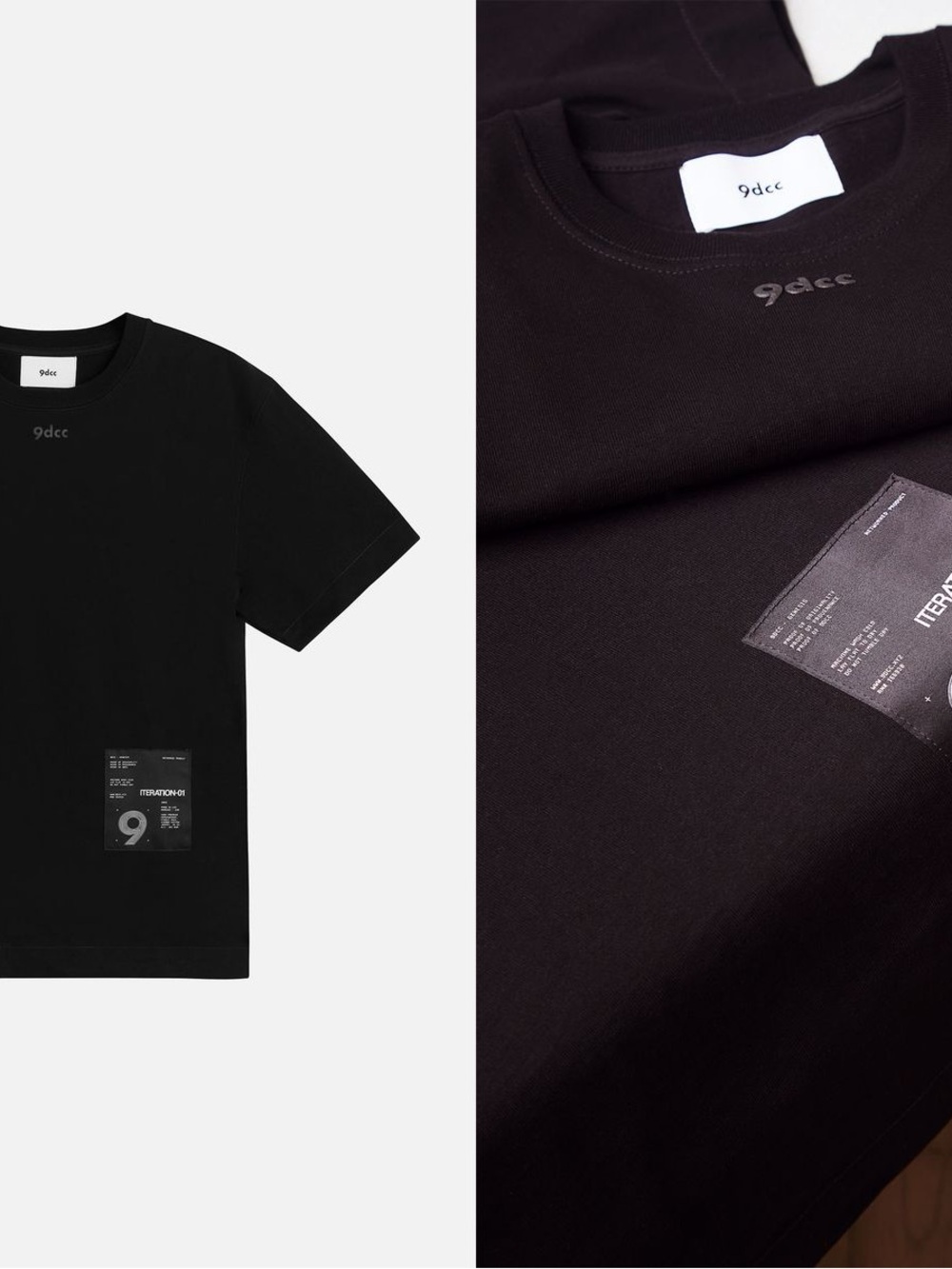 9dcc Black Short-Sleeve Graphic Patch Tee, Brand New in Original Box with Tote
